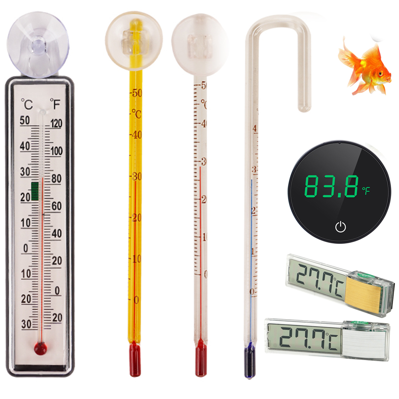 Planted Aquarium Temperature - เครื่องวัดอุณหภูมิแบบดิจิตอลสำหรับตู้ปลาพร้อมถ้วยดูด เครื่องวัดอุณหภูมิแบบแขวนสำหรับตู้ปลา เครื่องวัดอุณหภูมิแบบอิเล็กทรอนิกส์ LCD