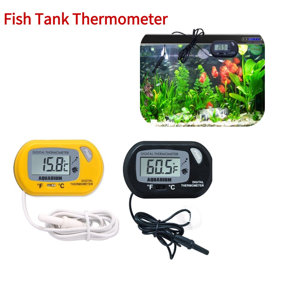Planted Aquarium Temperature - เครื่องวัดอุณหภูมิตู้ปลาแบบดิจิตอล LCD เครื่องวัดอุณหภูมิไฟฟ้ากันน้ำพร้อมหัววัด