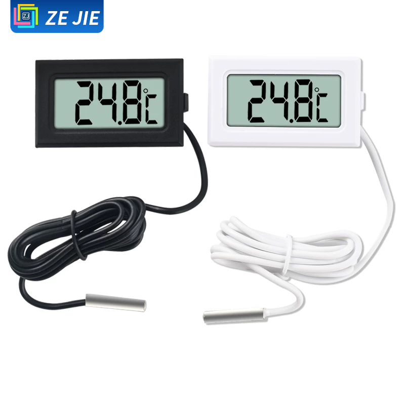 Planted Aquarium Temperature - เทอร์โมมิเตอร์ดิจิตอลพร้อมโพรบ, ความแม่นยำสูง, เซ็นเซอร์วัดอุณหภูมิอิเล็กทรอนิกส์สำหรับตู้ปลาและเพาะเลี้ยงปลา, เทอร์โมมิเตอร์สำหรับตู้เย็น