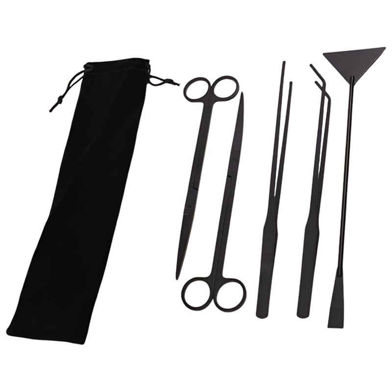 Planted Aquarium Tool Kit - ชุดเครื่องมือจัดตู้ปลา IALJ-Long สีดำสแตนเลส (5 ชิ้น) ชุดอุปกรณ์สำหรับตู้ปลา